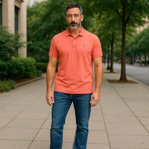 US Polo Assn Golf Shirt Ultimate Pique 2X Coral